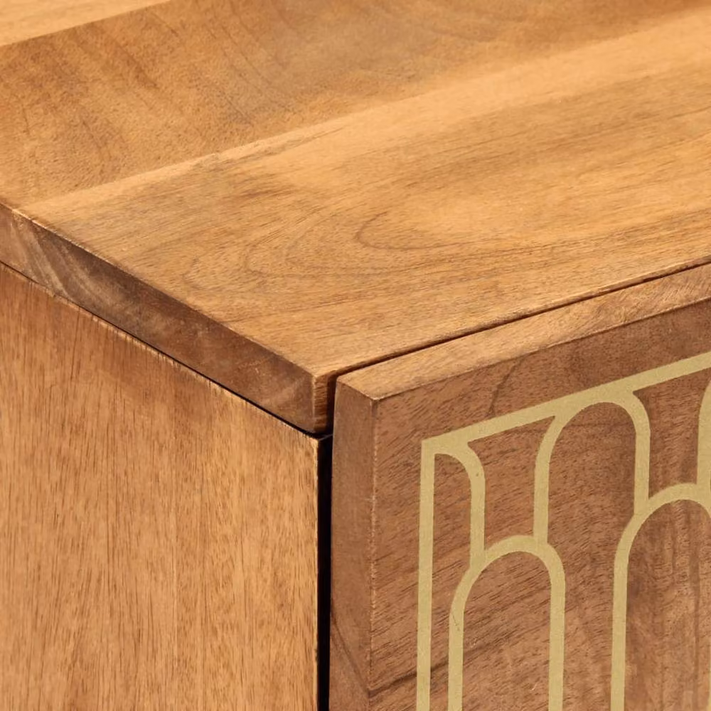 Berkfield Home Set of 2 Solid Mango Wood Bedside Cabinets in Brown, W/D/H: 40 x 33 x 46 cm – 4
