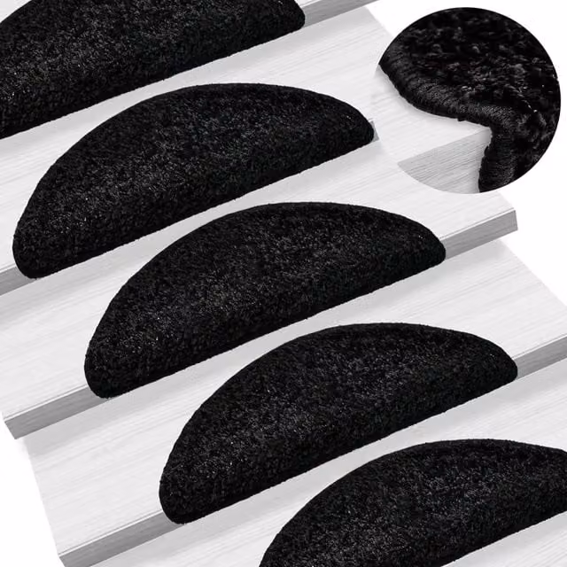 Berkfield Home Self-Adhesive Non-Slip Stair Mats, 10 Pack, Black, W/D/H: 56 x 17 x 3 cm – 1