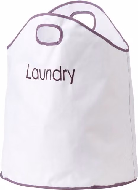 Orsina Collapsible Fabric Laundry Bag in White and Purple