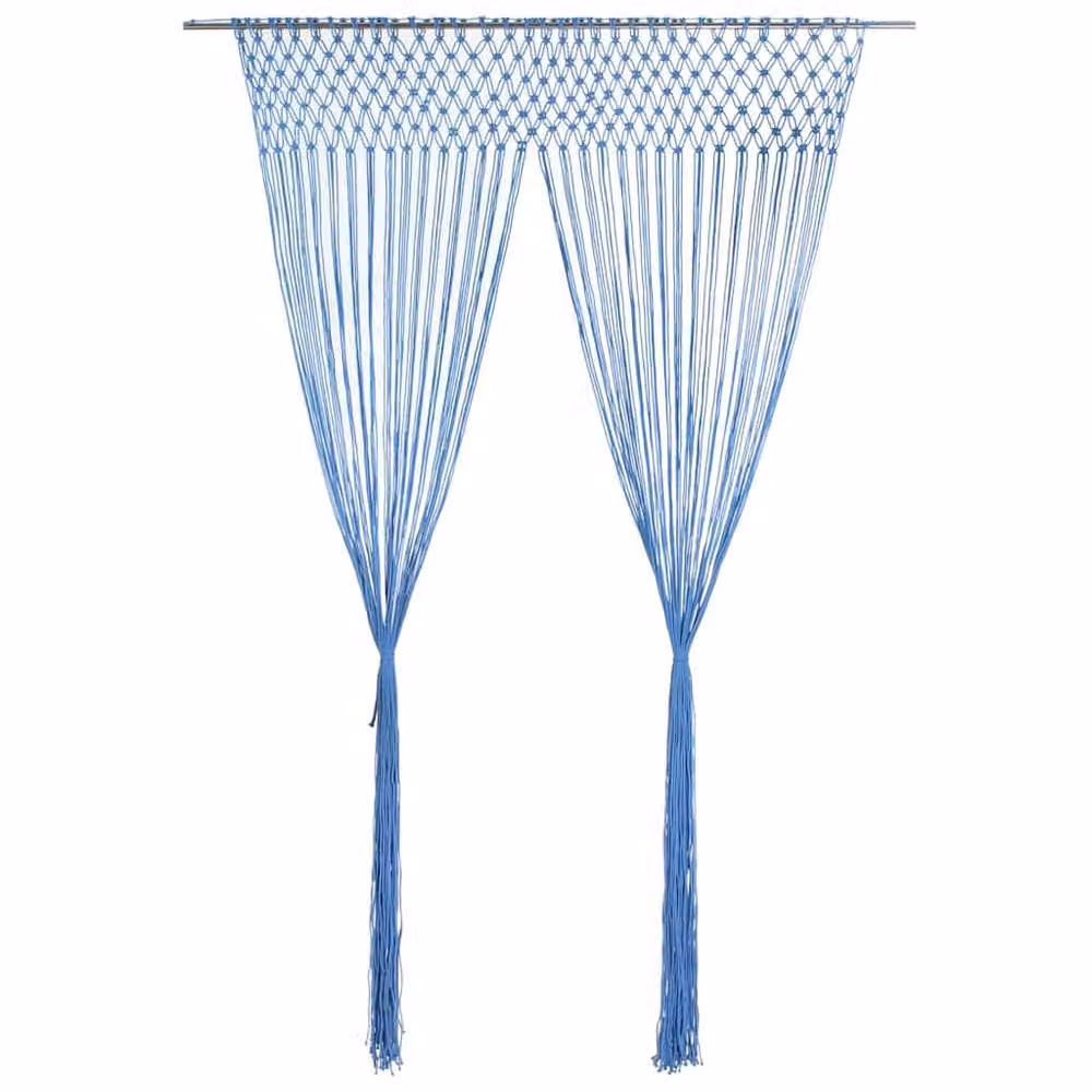 Berkfield Home Blue Macrame Cotton Curtain W/H: 140 x 240 cm