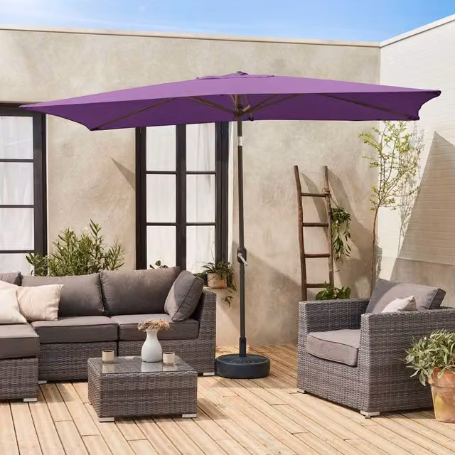 sweeek Rectangular Parasol in Purple with Central Pole