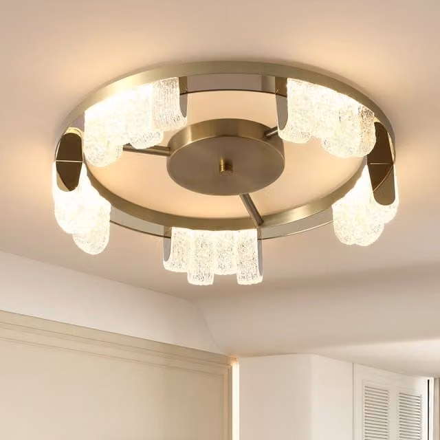 Garwarm 5-Light LED Round Acrylic Flush Mount Ceiling Light in Metallic Gold, Diameter: 40 cm – 1