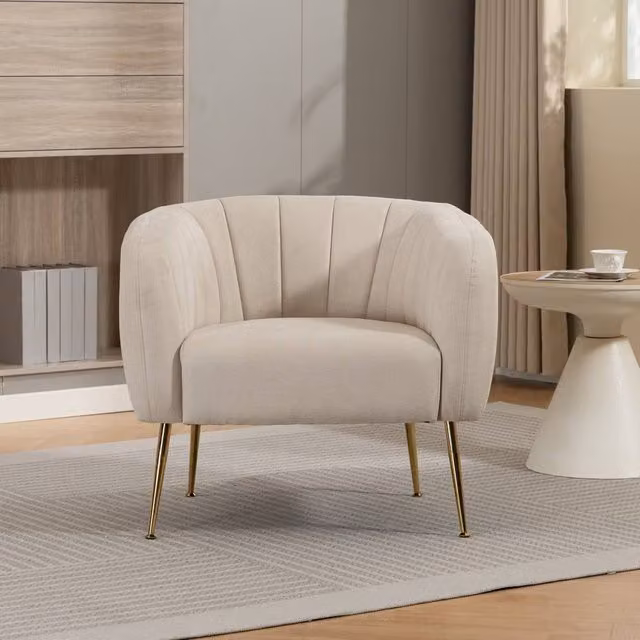 Artemis Home Stanton Accent Chair in Beige with Fabric Upholstery and Solid Wood Frame