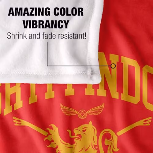 Warner Bros. Harry Potter Gryffindor Quidditch Arch Super Soft Silky Touch Fleece Throw Blanket, Red/Multicolour, W: 91.44 cm, L: 147 cm – 3