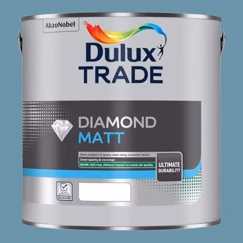 Dulux Trade Diamond Matt Dispersion Paint in Stonewashed Blue, 2.5l