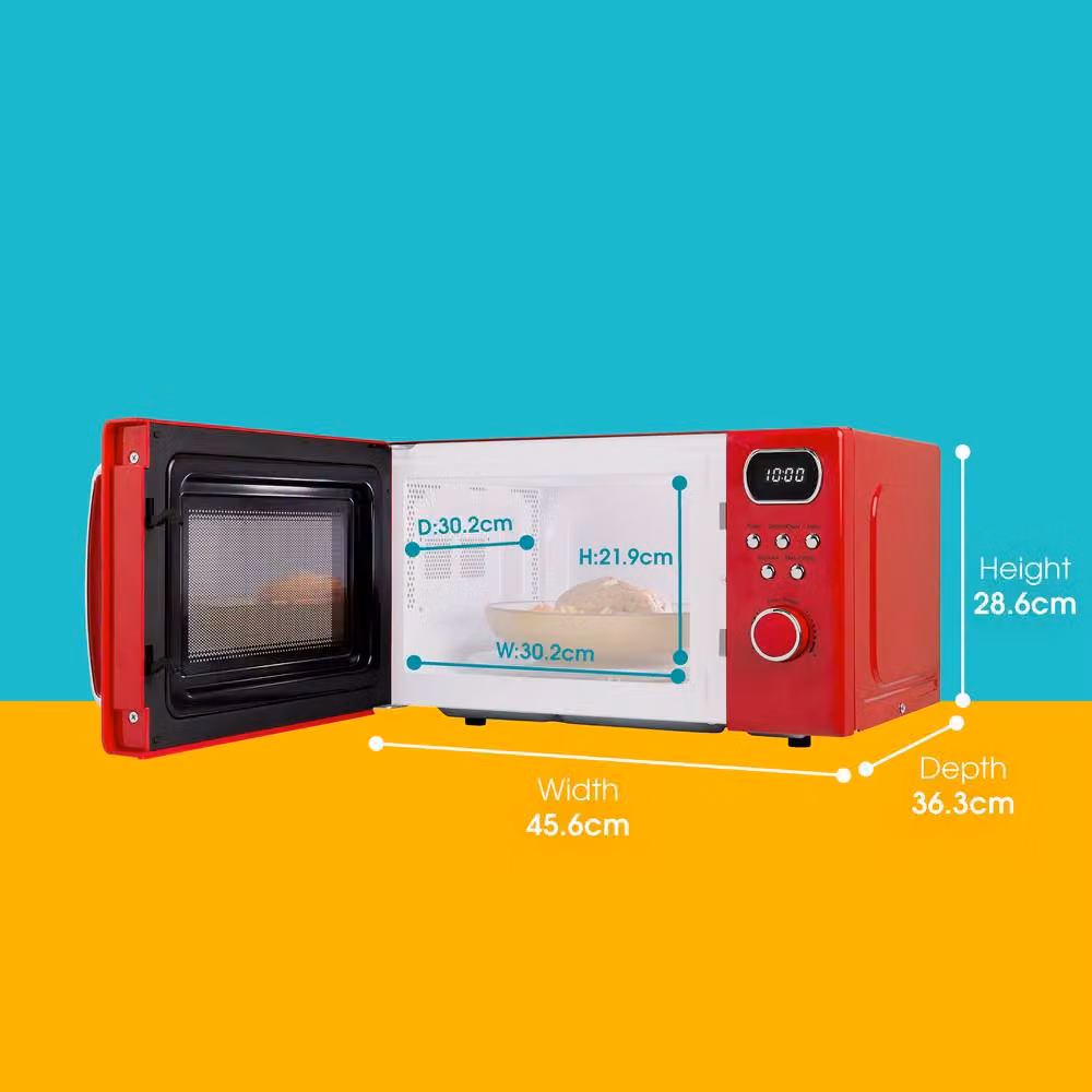 Abode AMD2004R Retro Digital Solo Microwave, 20L, 800W, Red – 2