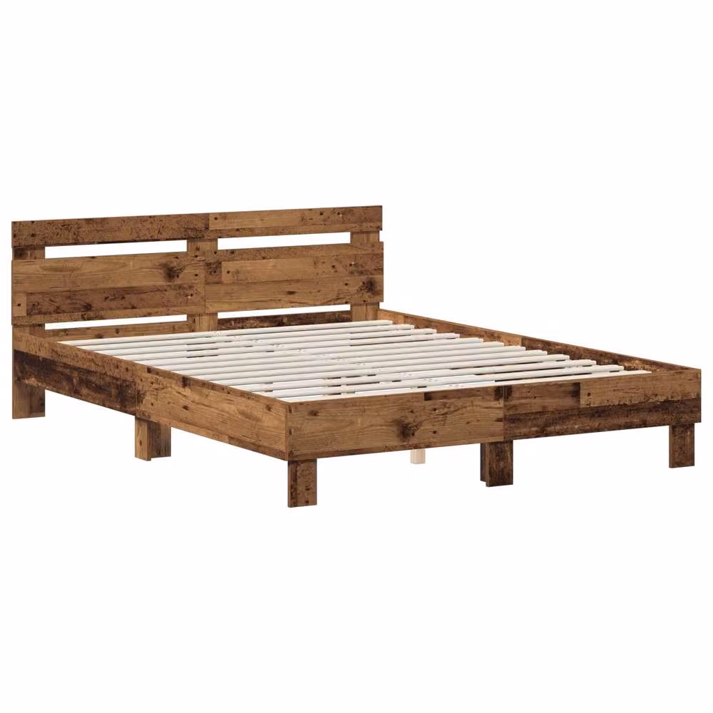 Berkfield Home Old Wood Bed Frame in Brown, W/D/H: 140 x 190 cm – 2