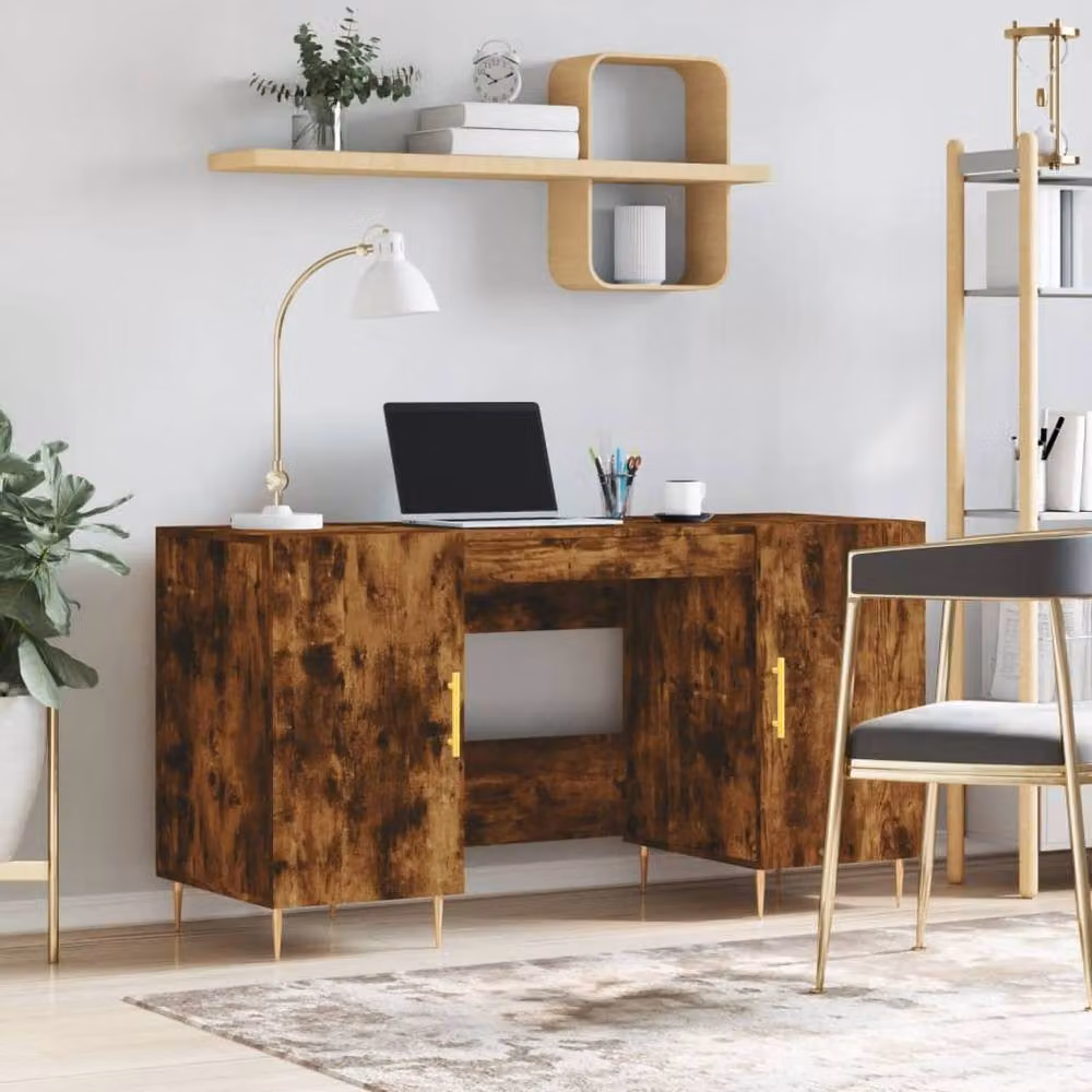 Berkfield Home Elegant Writing Desk in Smoked Oak Brown, W/D/H: 140 x 50 x 75 cm – 2