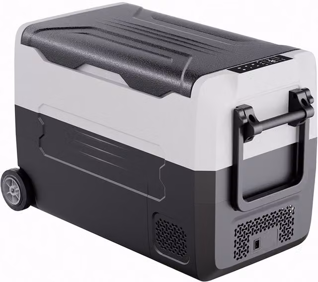 Livingandhome Dual Temperature Compressor Car Refrigerator in White and Black, 44.3 cm