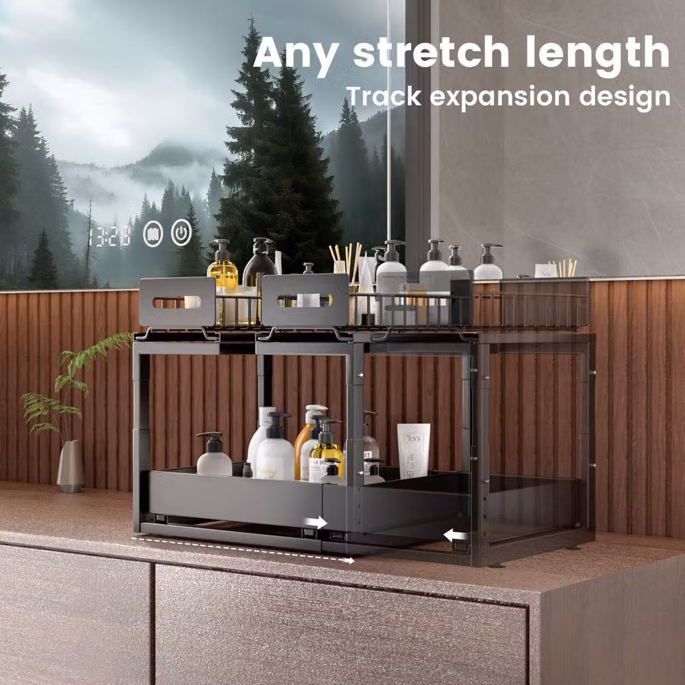 Blylund Black 2-Tier Under Sink Organiser with Slide-Out Drawers – 8