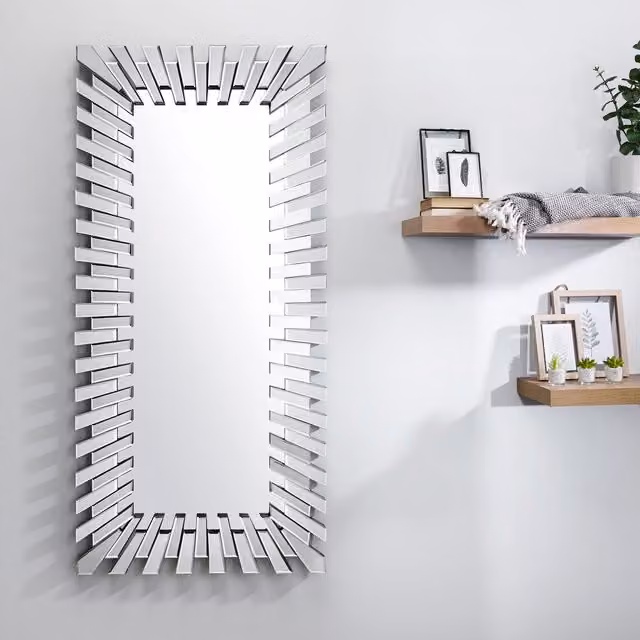 FurnitureboxUK Starburst Large Modern Rectangular Wall Mirror in Silver, W: 170 cm, H: 80 cm