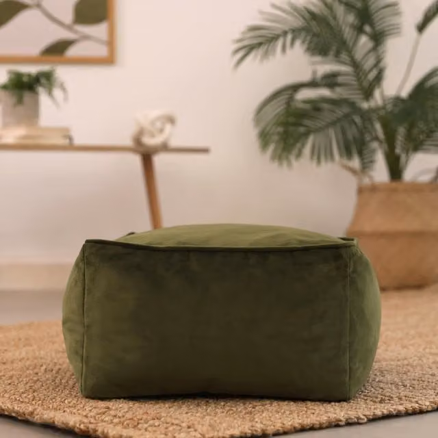 ICON Amara Velvet Footstool in Olive Green