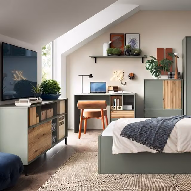 Furniture To Go Darwin Modern Writing Desk in Green and Grey