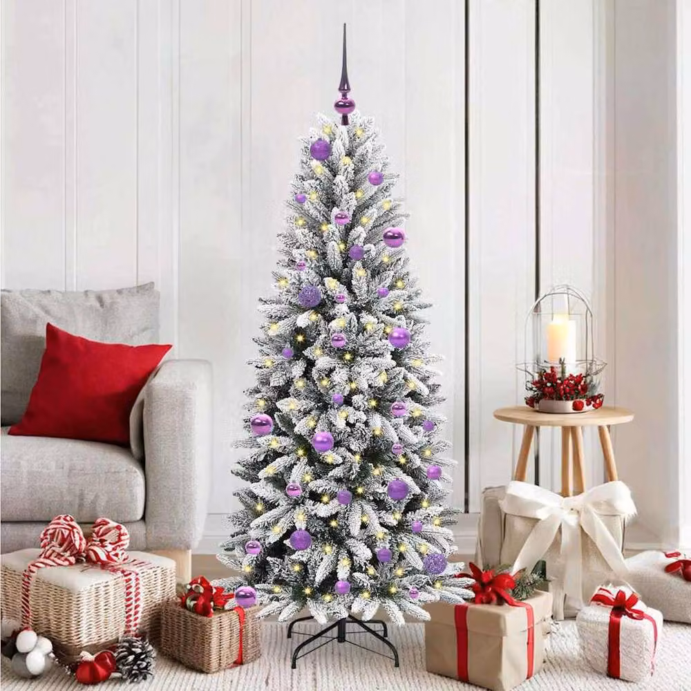 Berkfield Home Green Artificial Christmas Tree with 150 White LEDs, W/D/H: 63 x 63 x 150 cm – 2