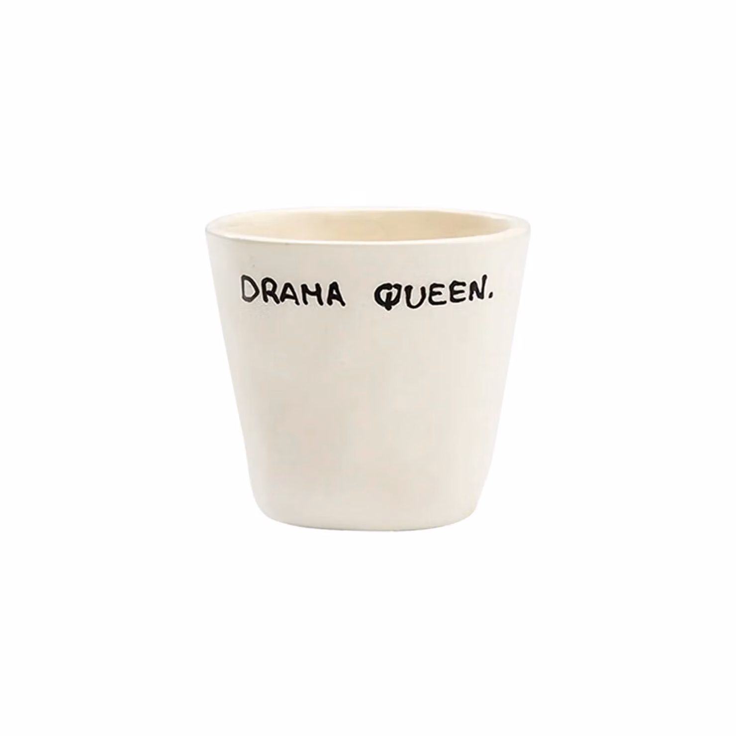 Anna + Nina Drama Queen Espresso Cup, White Ceramic