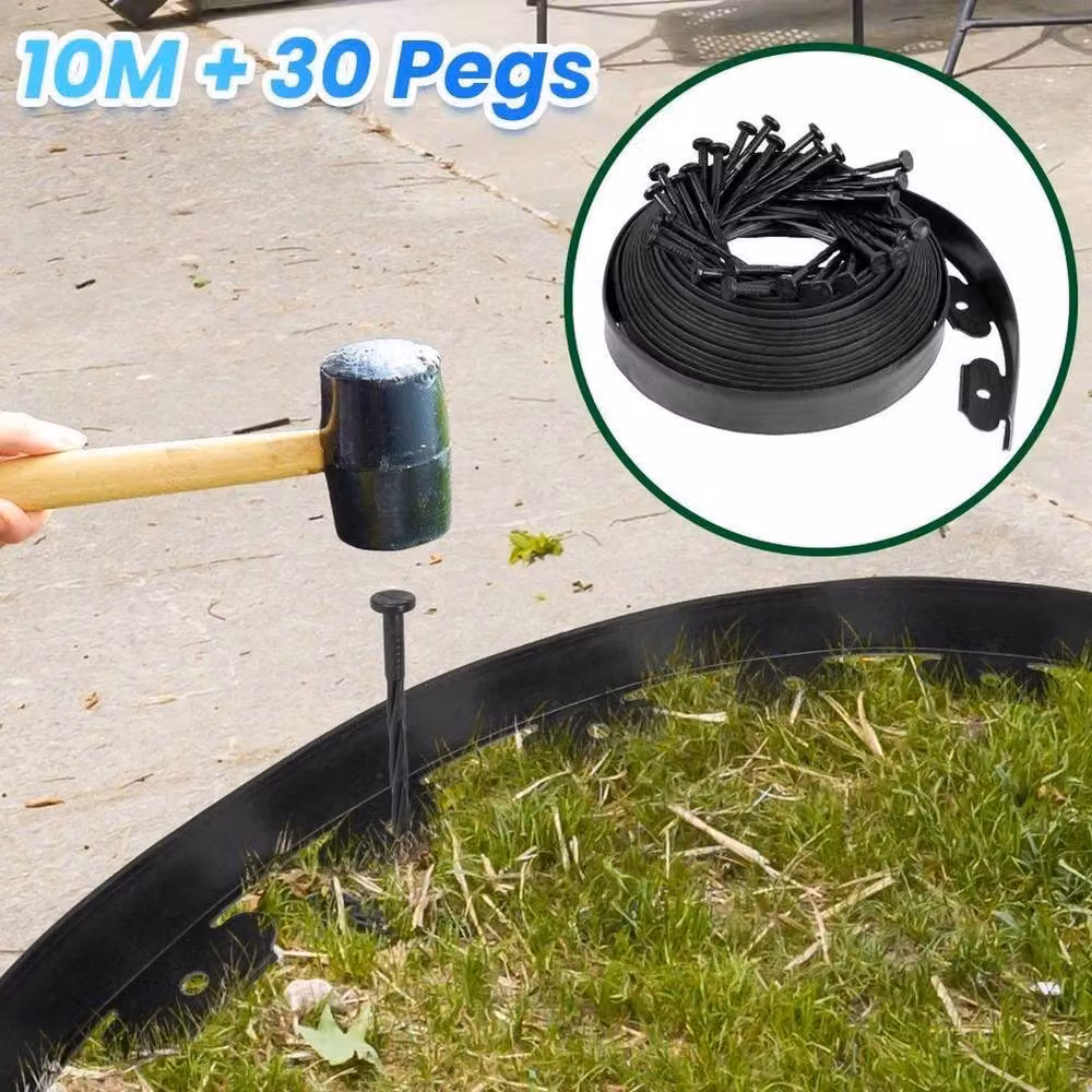 NESTLUNE Flexible Garden Border Grass Lawn Path, Black, W/D/H: 100 x 15 cm – 5