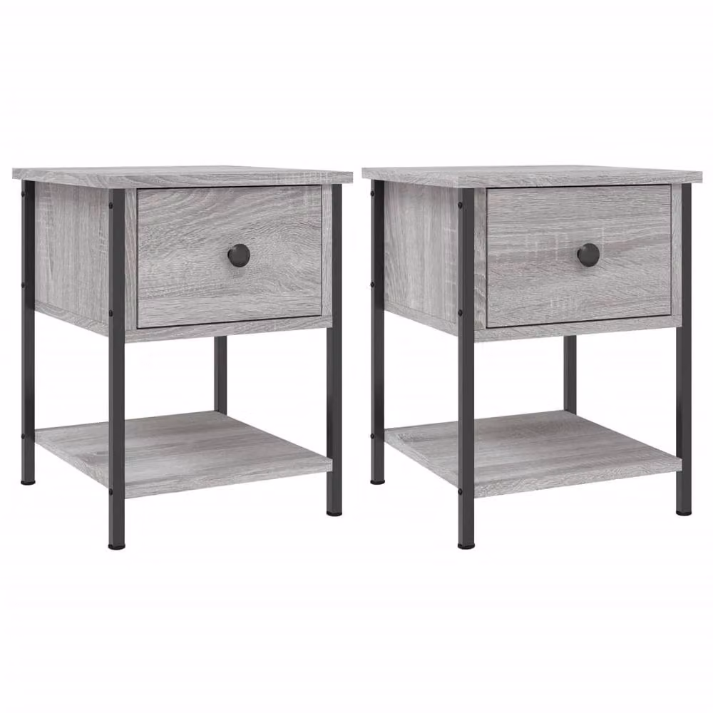 Berkfield Home Elegant Bedside Tables, 2 Piece Set in Grey Sonoma, W/D/H: 34 x 35.5 x 45 cm – 3
