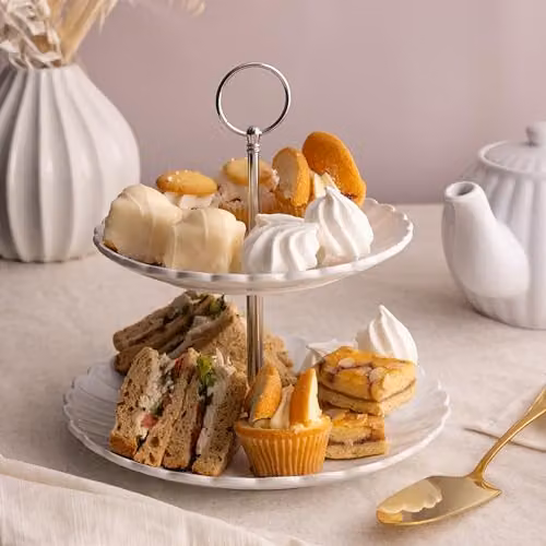 Price & Kensington Luxe 2 Tier Stoneware Cake Stand, White – 2