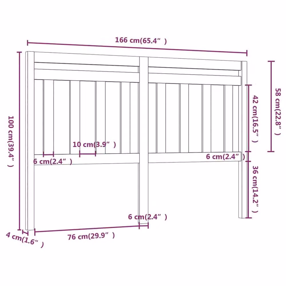 Berkfield Home Beautiful Modern Solid Pine Bed Headboard in Black, W: 166 cm, D: 4 cm, H: 100 cm – 4
