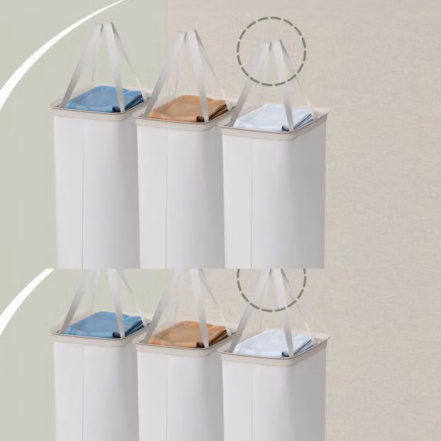 SONGMICS Large 3-Compartment Laundry Hamper with Lid and Handles, Brown