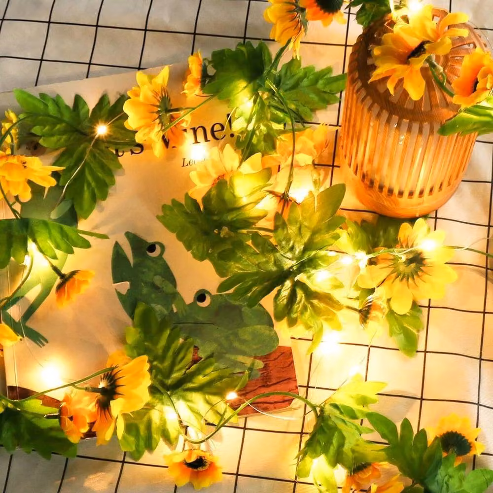 EONLION LED Solar Powered Sunflower in Yellow and Green, Height: 100 cm – 5