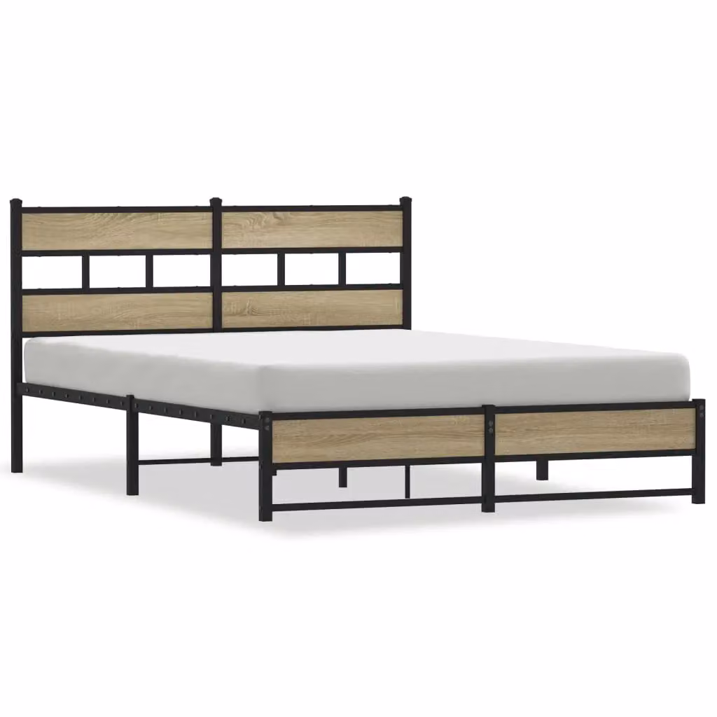 Berkfield Home Metal Bed Frame in Sonoma Oak Brown, W/D/H: 160 x 200 cm – 2