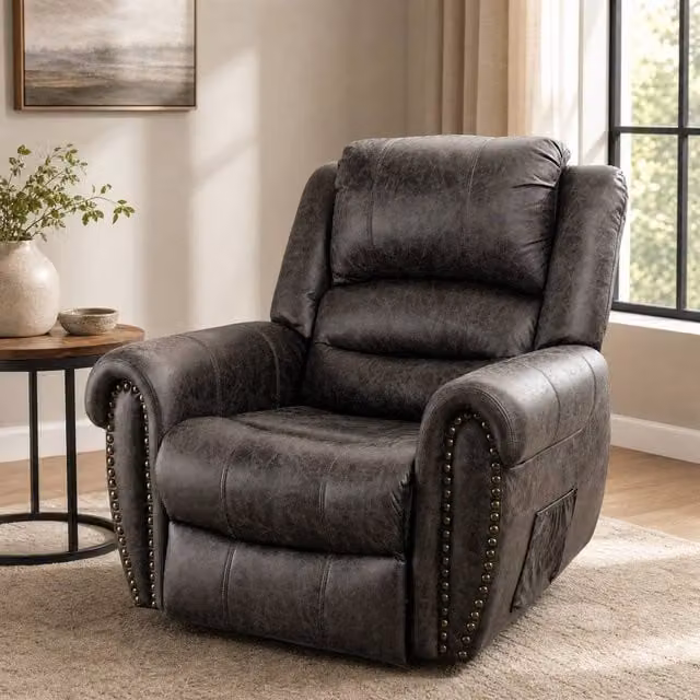 STILVORA Grey Synthetic Leather Power Lift Recliner Chair with Massage, Heat and USB – 1