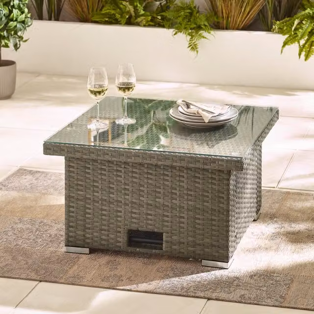 FurnitureboxUK Orlando Rattan Rising Garden Coffee Dining Table in Grey