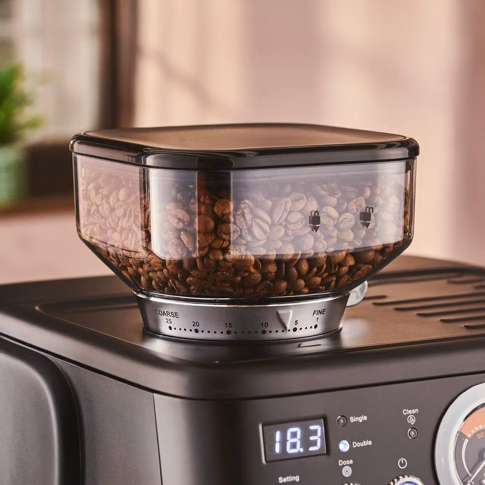 Cooks Professional Bean-To-Cup Espresso Coffee Machine with 20-Bar Pump, Integrated Grinder and Steam Wand, Black – 3