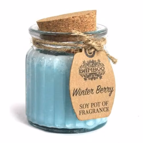 Soy Pot Of Fragrance Winter Berry Glass Jar Candle with Bamboo Lid – 1