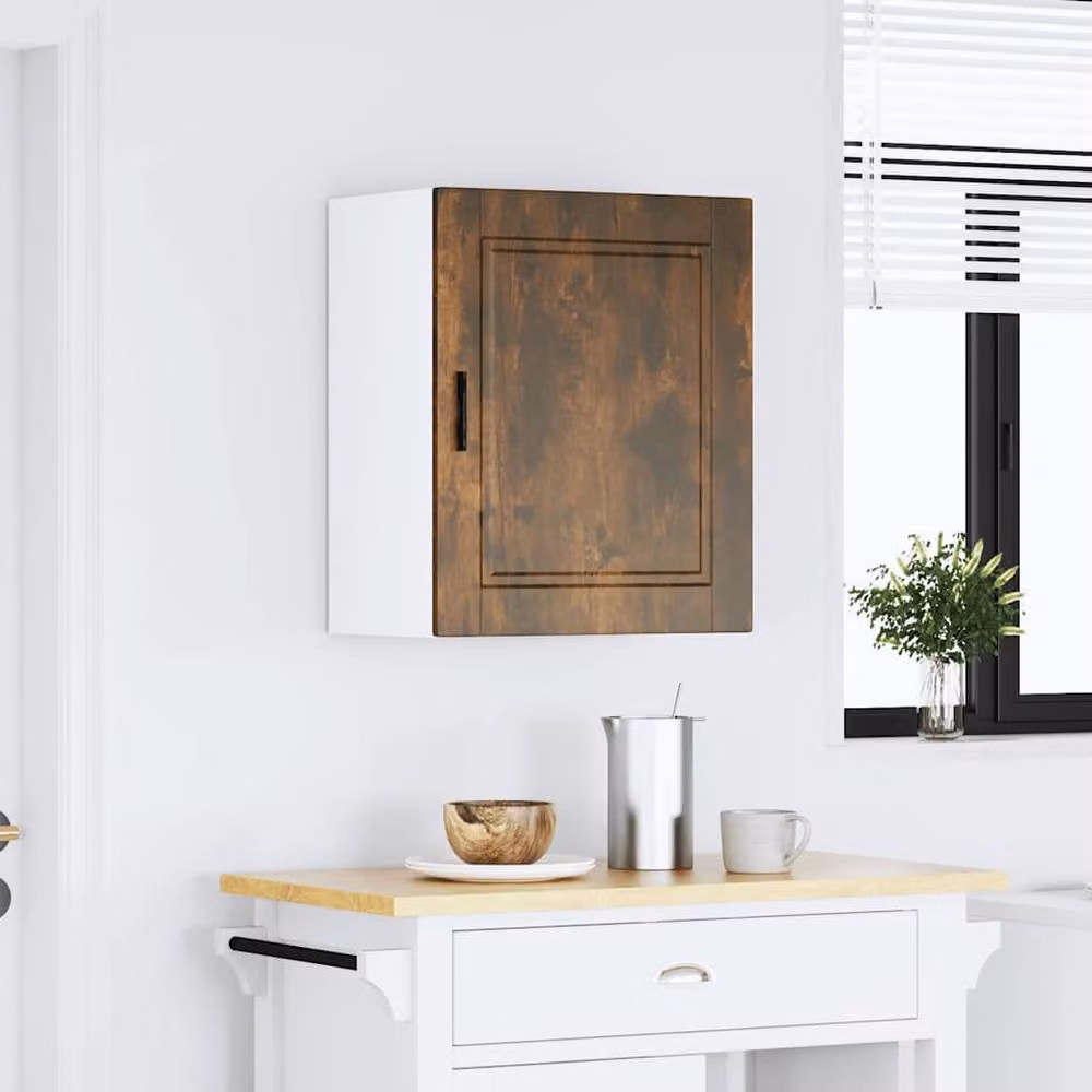 Berkfield Home Porto Wall Mounted Kitchen Cabinet in Smoked Oak and White Engineered Wood