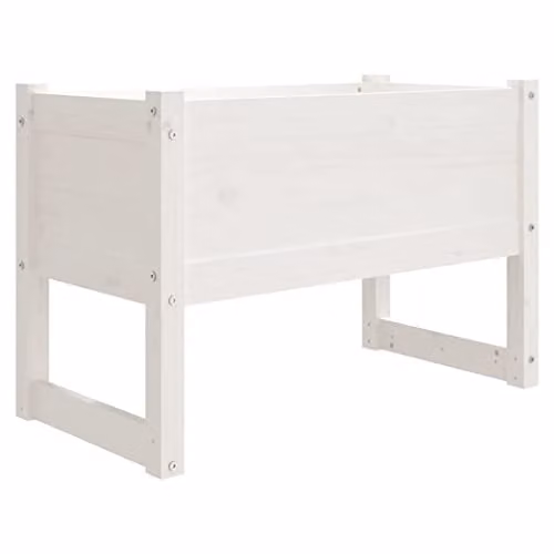 vidaXL White Solid Wood Pine Planter Tub W: 78 cm, D: 40 cm, H: 52 cm