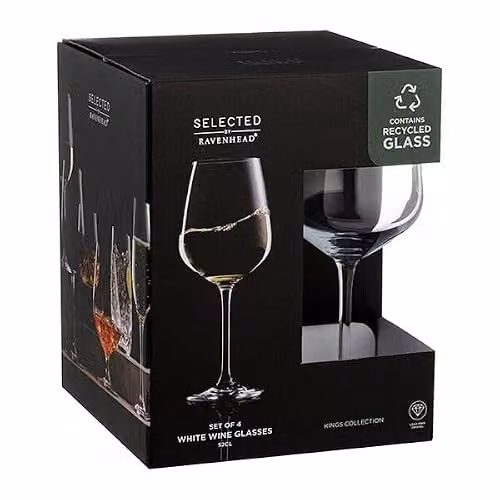 Rayware Ravenhead Kings Set of 4 Transparent Wine Glasses, 520ml – 2