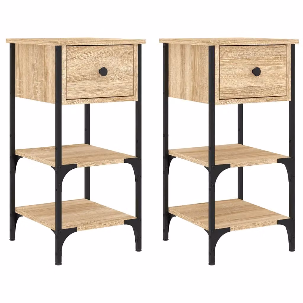 Berkfield Home Set of 2 Bedside Cabinets in Sonoma Oak Brown, W/D/H: 34 x 36 x 70 cm – 2