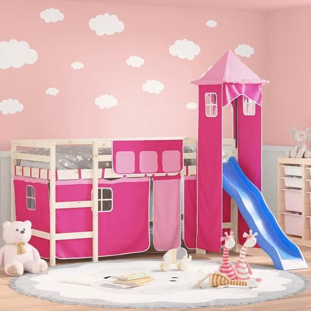 Berkfield Home Pink Polyester Opaque Loft Bed Curtains for Children – 1