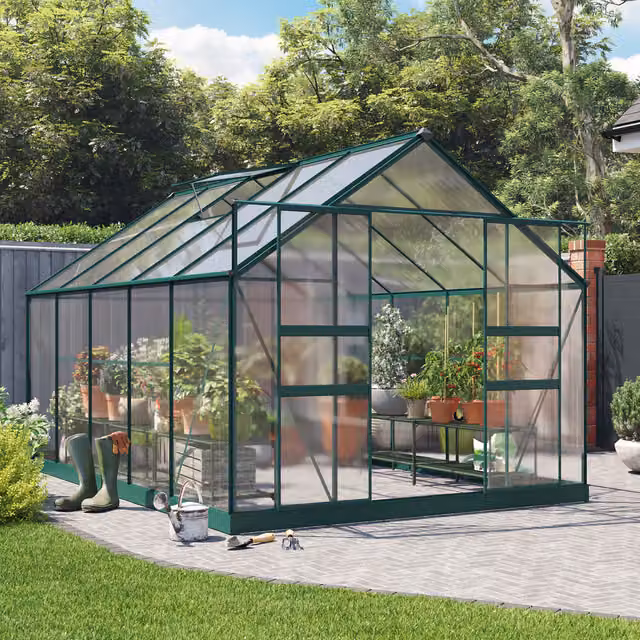 BillyOh Harvester Walk-In Greenhouse with Aluminium Frame and Polycarbonate Panels in Green