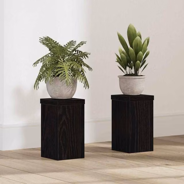 Berkfield Home Black Oak Wood Plant Stand Set of 2, W/D/H: 10 x 10 x 18 cm – 1