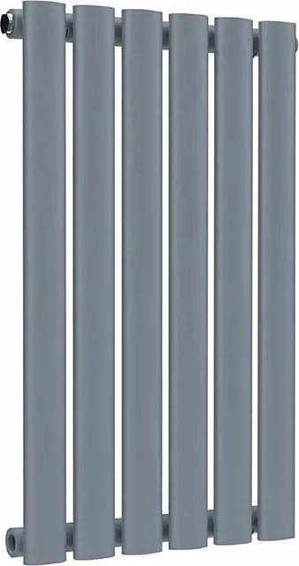 Lux Heat Oval Horizontal Single Radiator, Pebble Grey, W: 60 cm, H: 36 cm