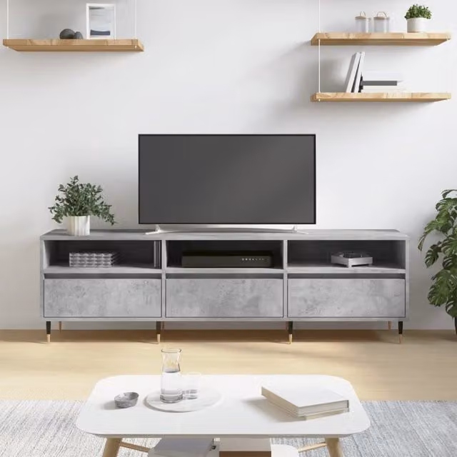 Berkfield Home Modern TV Cabinet in Concrete Grey, W: 150 cm, D: 44.5 cm, H: 44.5 cm