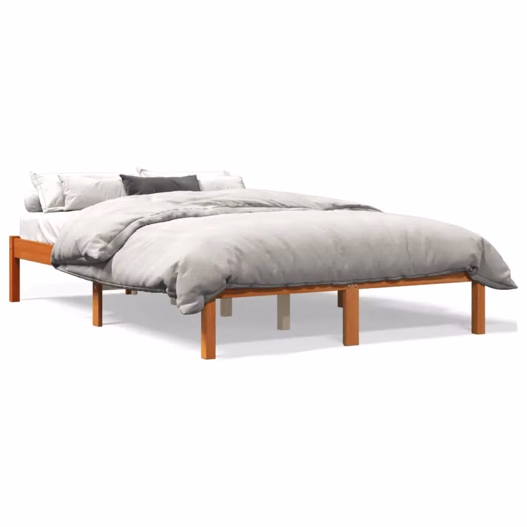 Berkfield Home Small Double Solid Wood Pine Bed Frame in Wax Brown, W/D/H: 120 x 200 cm – 2