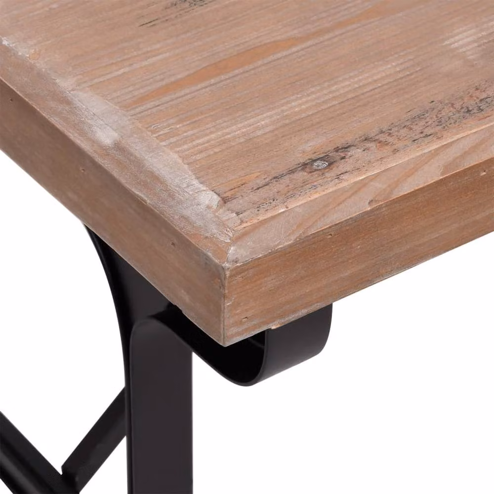 Berkfield Home Industrial Rectangular Dining Table in Brown and Black, Solid Wood and Metal, W/D/H: 110 x 65 x 82 cm – 4