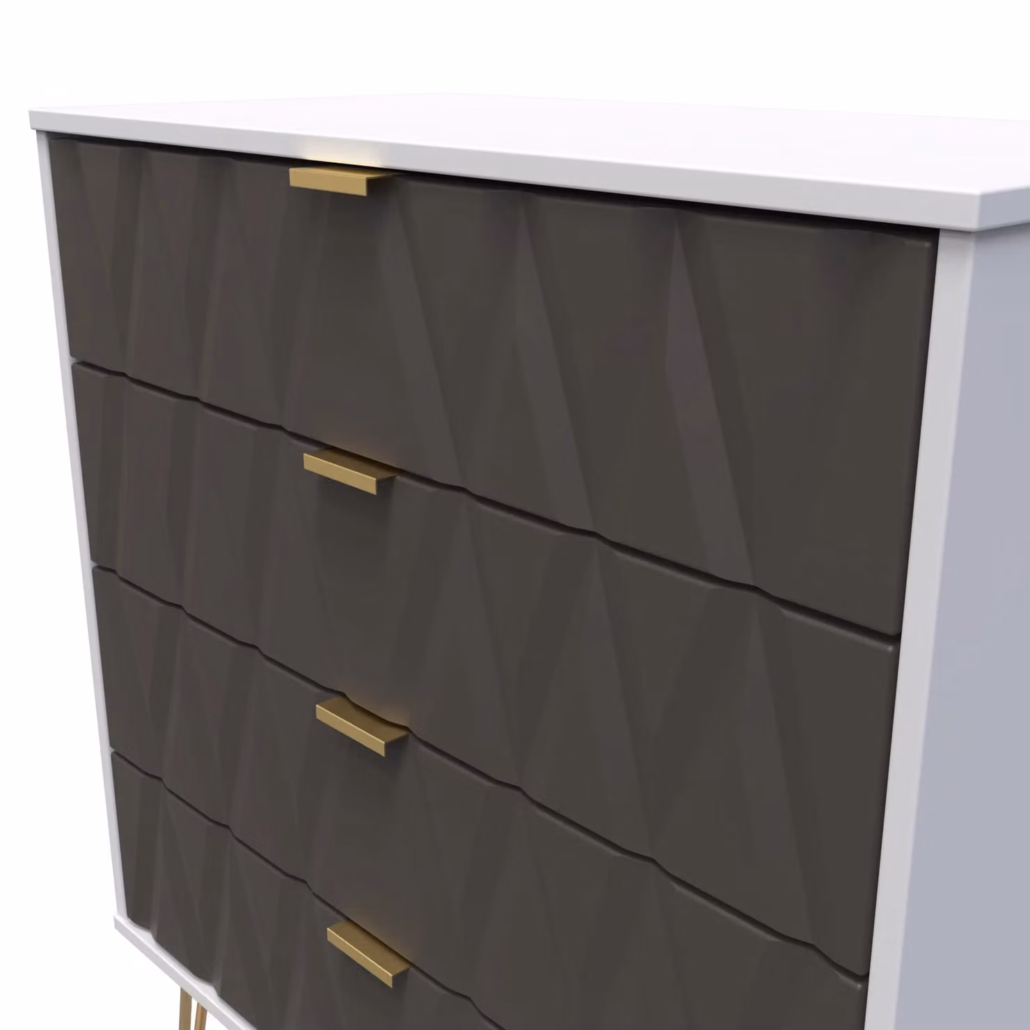 Ready Assembled 2 U Dallas 4 Drawer Chest in Dark Grey and Gold – 4
