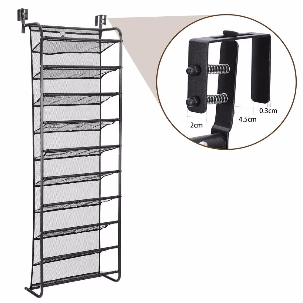 Dprodo 10 Tier Wall Mounted Metal Shoe Rack in Matt Black – 6