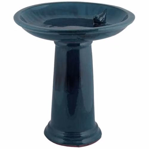 Esschert Design Blue Ceramic Square Bird Bath – 1