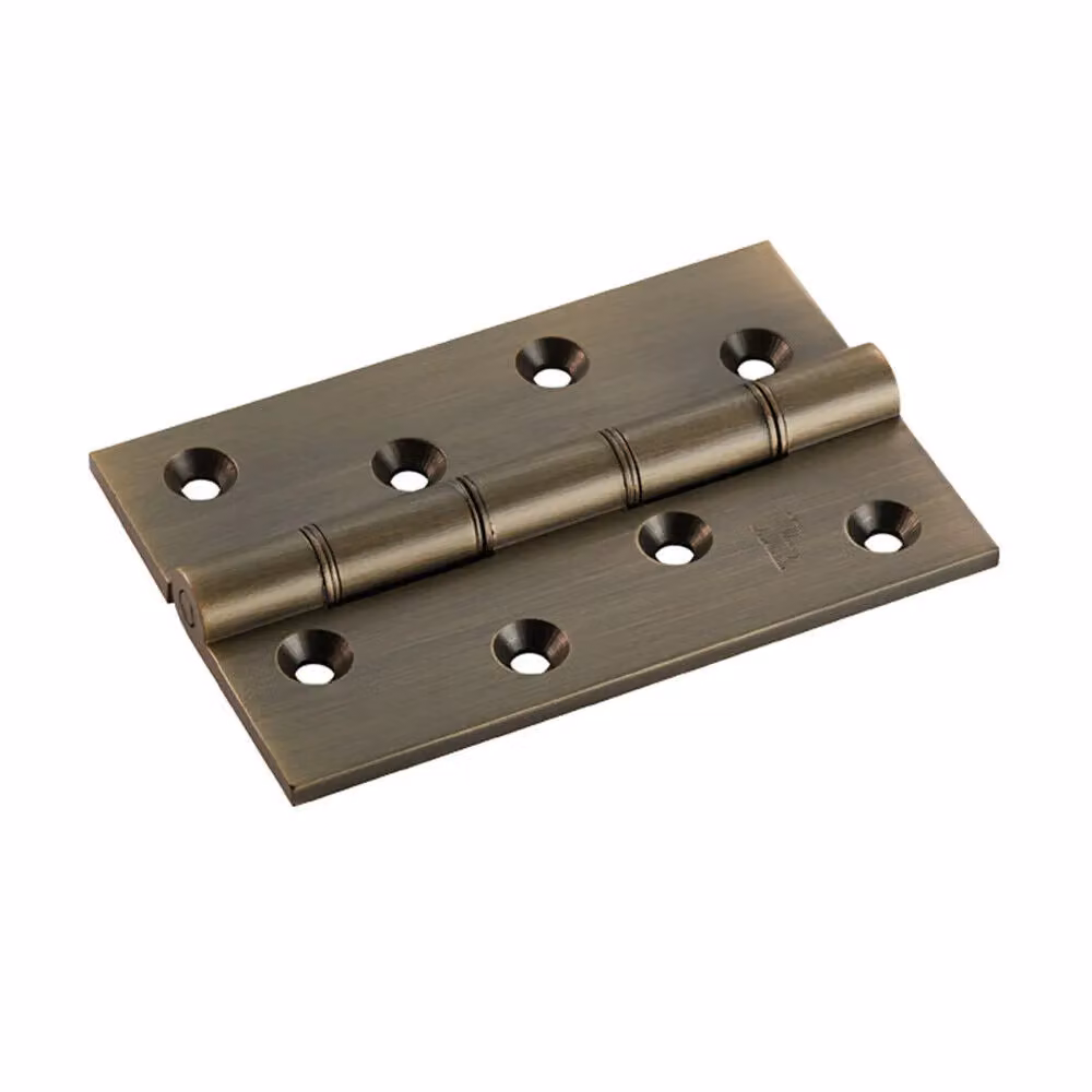 Loops 2x Pair Antique Brass Washered Butt Hinges for Internal Doors, W/H: 102 x 67 mm, Thickness: 4 mm – 2
