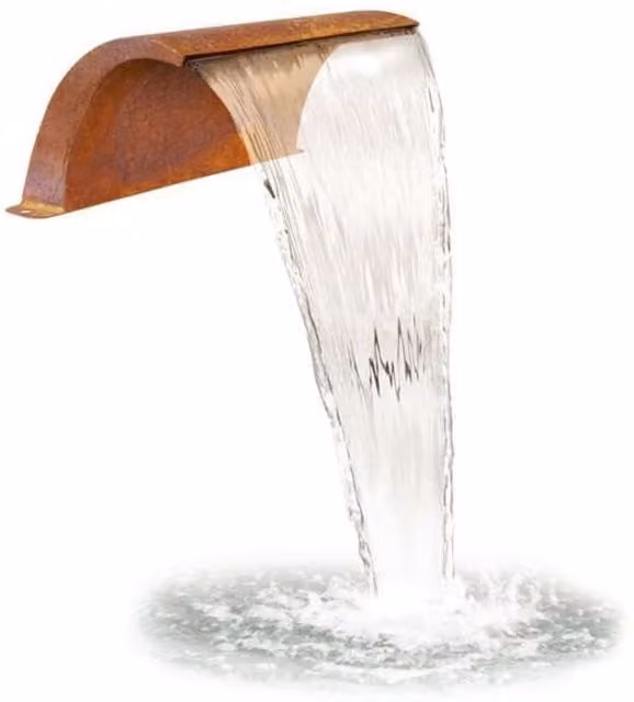 Primrose Arc Corten Steel Cascading Blade Water Feature in Brown