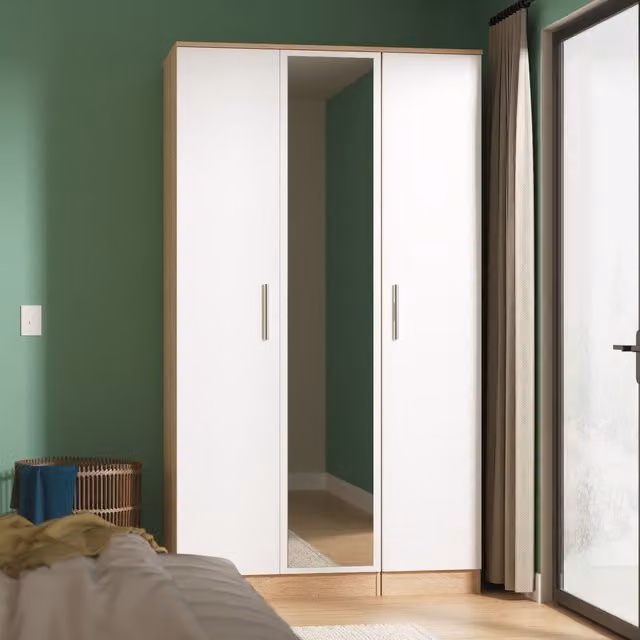 Ready Assembled 2 U Trent Tall Triple Mirror Wardrobe in White – 1