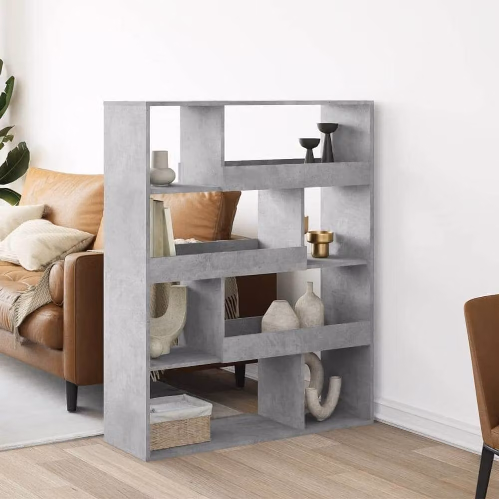 Berkfield Home Concrete Grey Room Divider in Engineered Wood W/D/H: 100 x 33 x 125.5 cm – 2