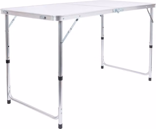 Harbour Housewares Height Adjustable Aluminium Folding Picnic Table in White
