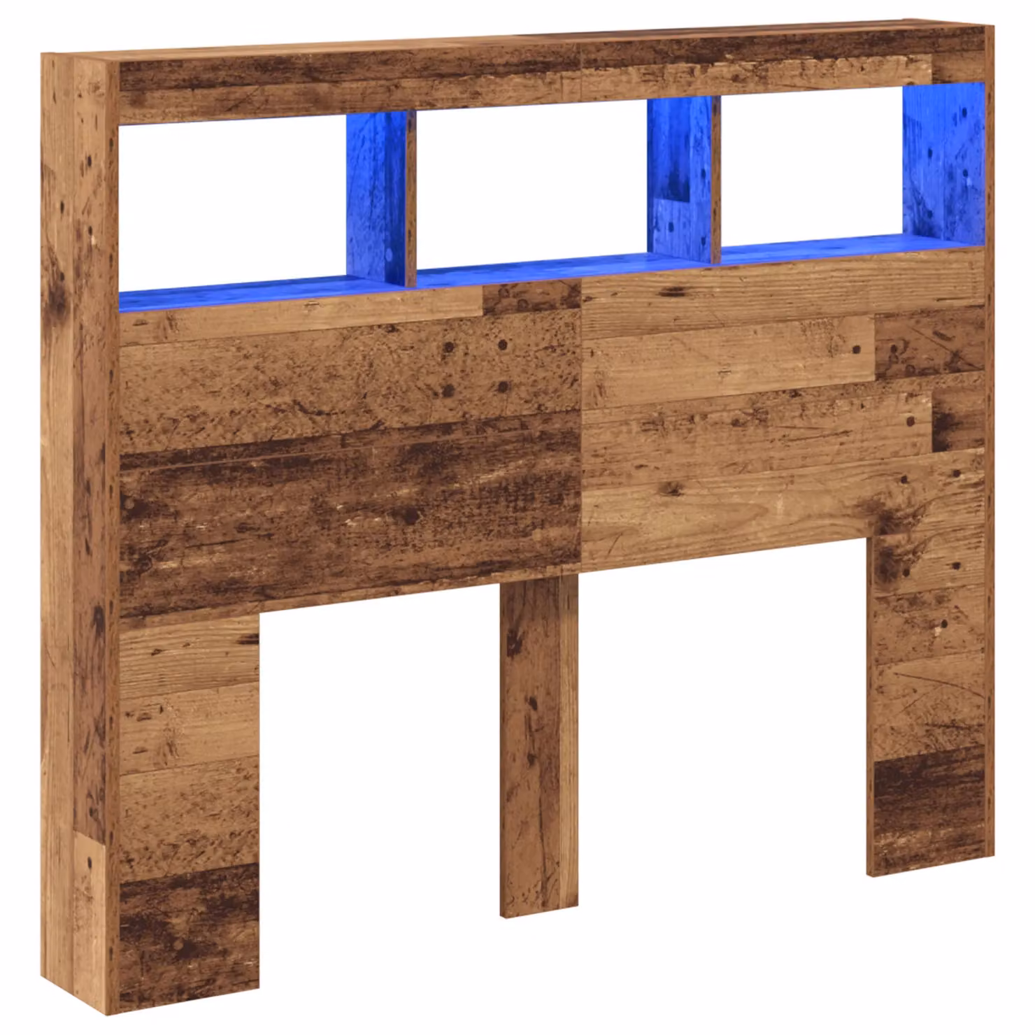 Berkfield Home Rustic Solid Reclaimed Wood Headboard with Integrated Lighting and Shelf in Brown, W: 120 cm, D: 17 cm, H: 102 cm – 2